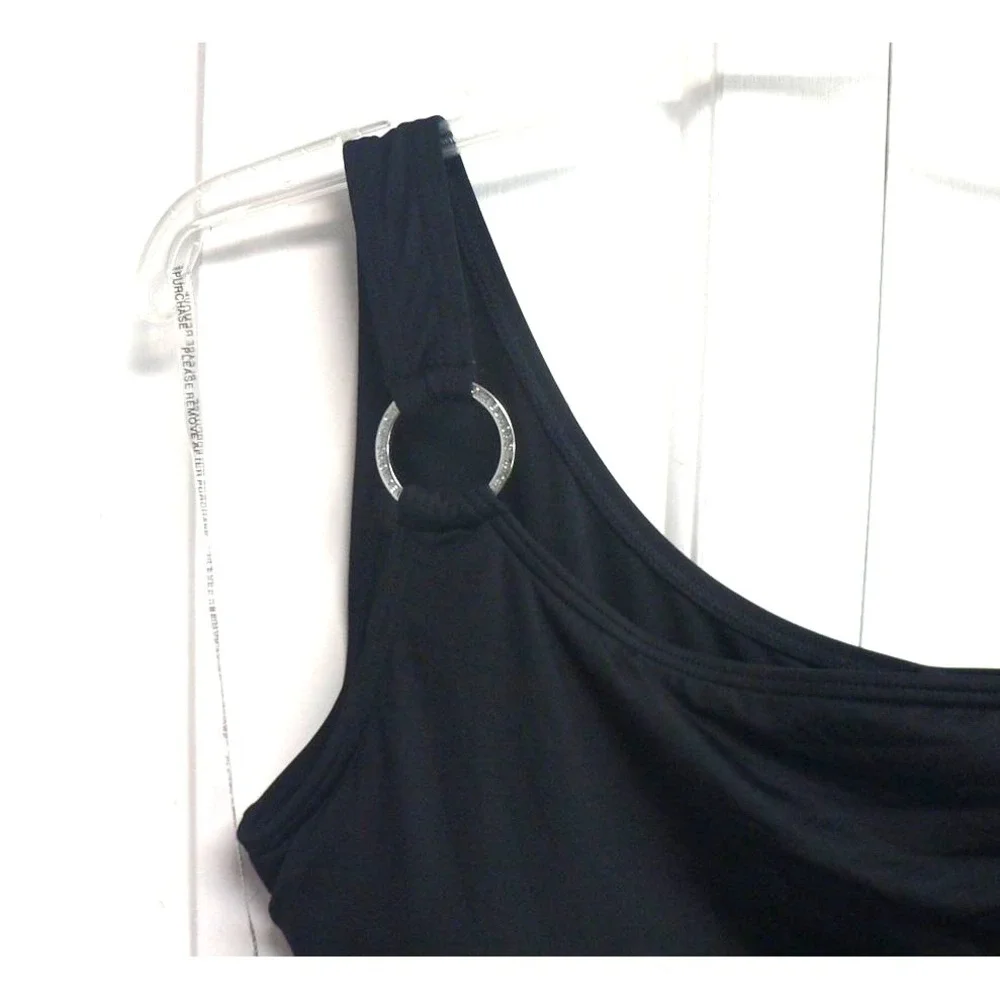 Michael Kors Logo Ring One-Shoulder Side Cutout One Piece Swimsuit Size‎ 10